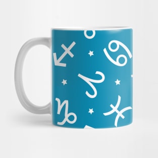 Pattern Set Zodiac Sign Horoscope Astrology Symbol White and Teal Mug